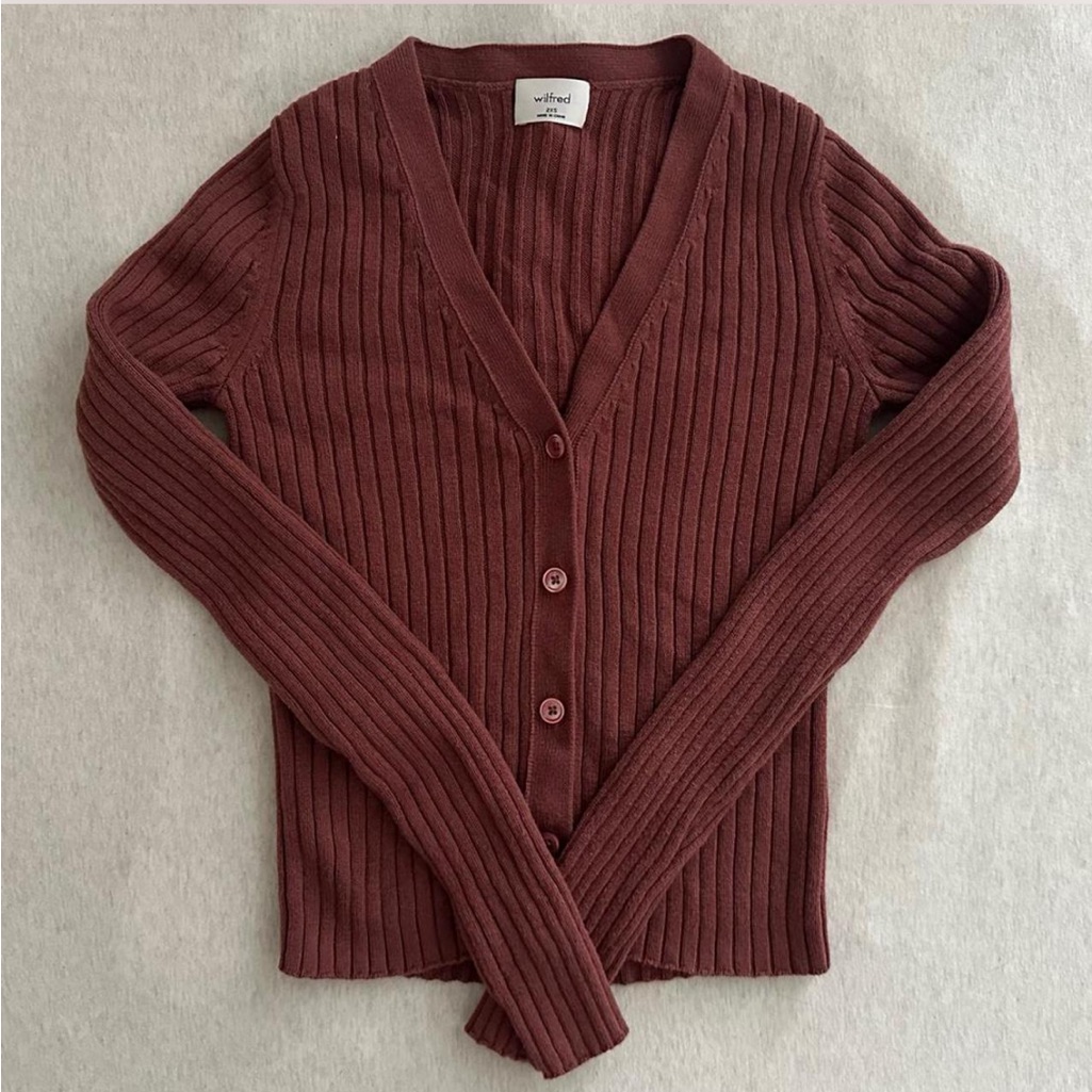 Wilfred Deep Red Ribbed Cardigan